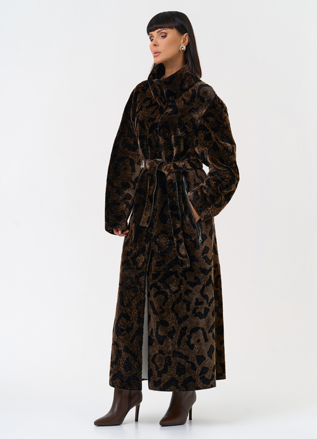 Женская натуральная дубленка с леопардовым принтом модель № 31479 универмаг малина