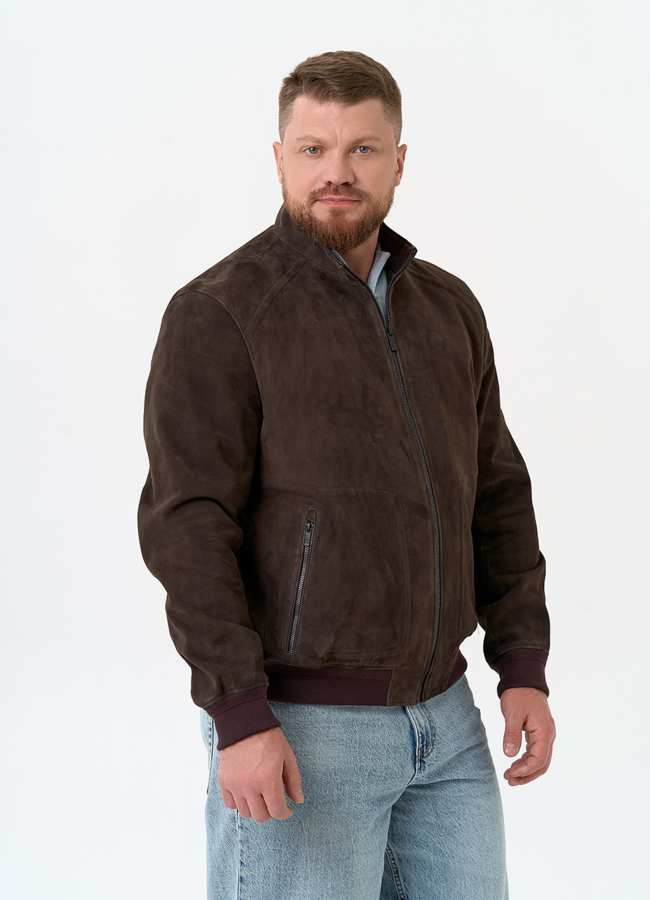 Мужская куртка бомбер из натуральной замши модель № 32550 универмаг малина