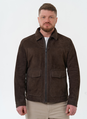 Мужская куртка из натуральной замши коричневого цвета