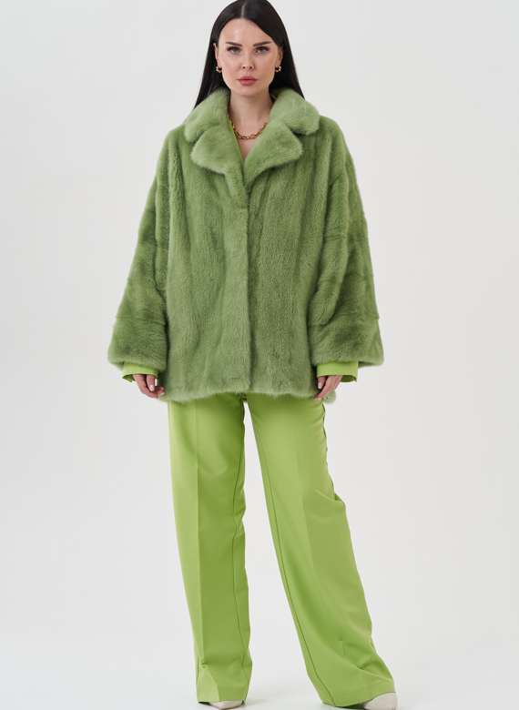 Шуба из норки с английским воротником 