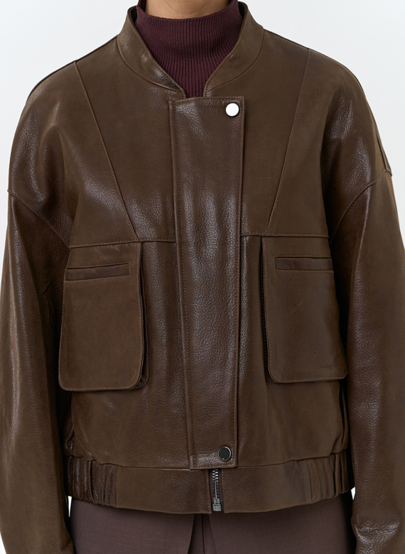 Женская куртка бомбер из натуральной кожи