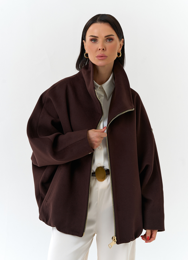 Женское укороченное пальто с высоким воротником модель № 32557 универмаг малина