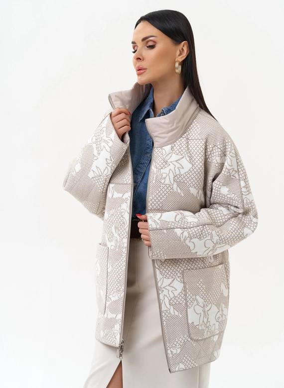 Женская двухсторонняя куртка с воротником стойкой фото