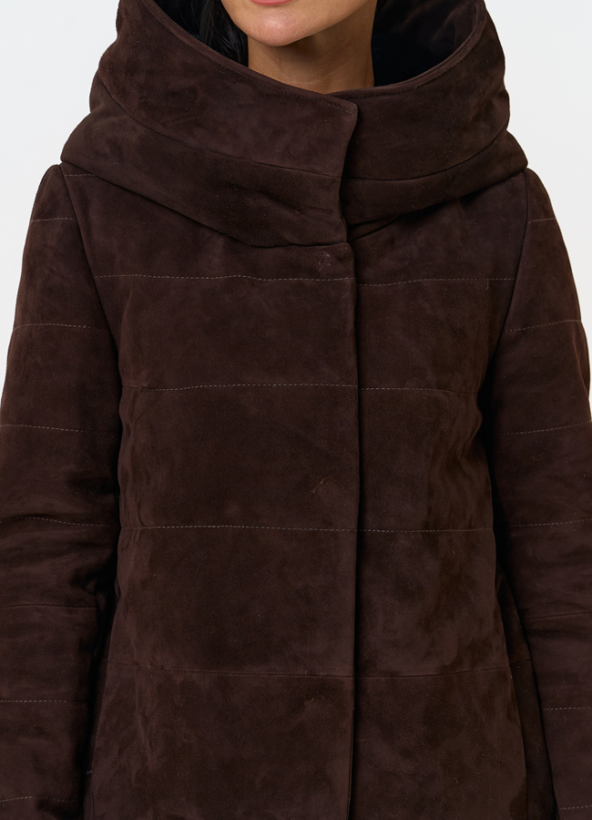 Куртка с капюшоном из натуральной замши модель № 31364 в рассрочку