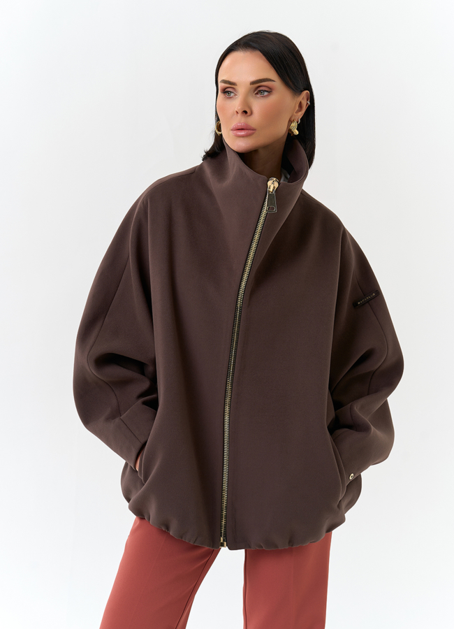 Женское укороченное пальто с высоким воротником модель № 32558 универмаг малина