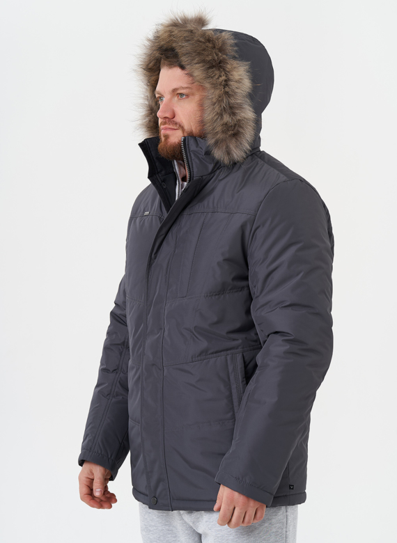 Мужская куртка с капюшоном из меха енота