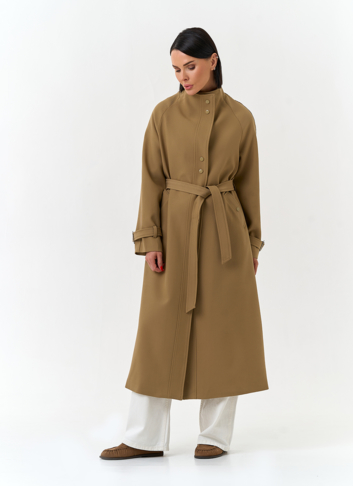 Женский плащ с воротником стойкой