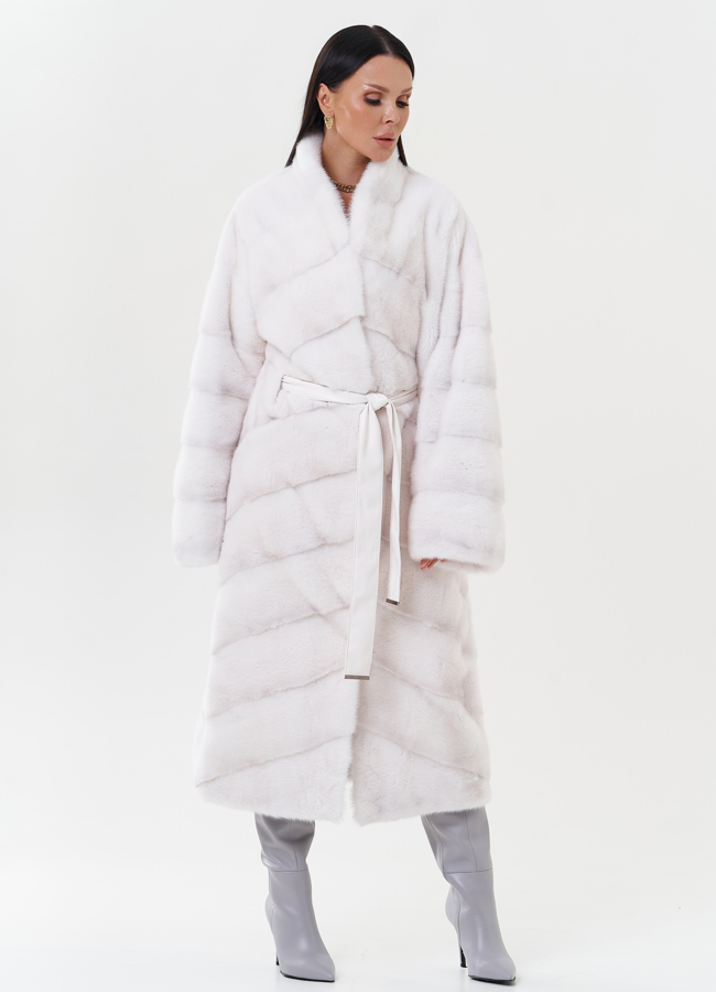 фото Шуба из меха норки с воротником шаль модель № 24833