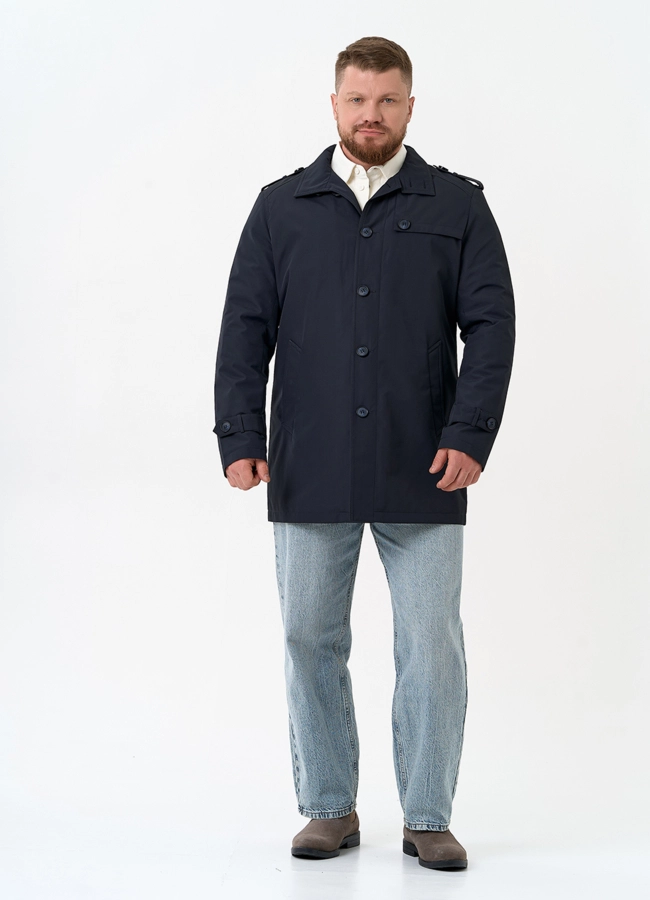 Мужское полупальто синего цвета модель № 32588 в рассрочку