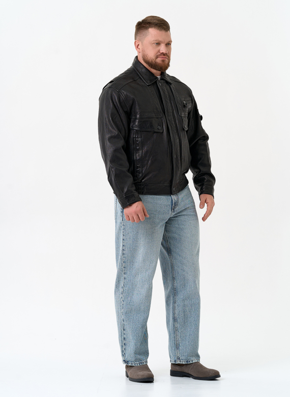 Мужская куртка бомбер из натуральной кожи