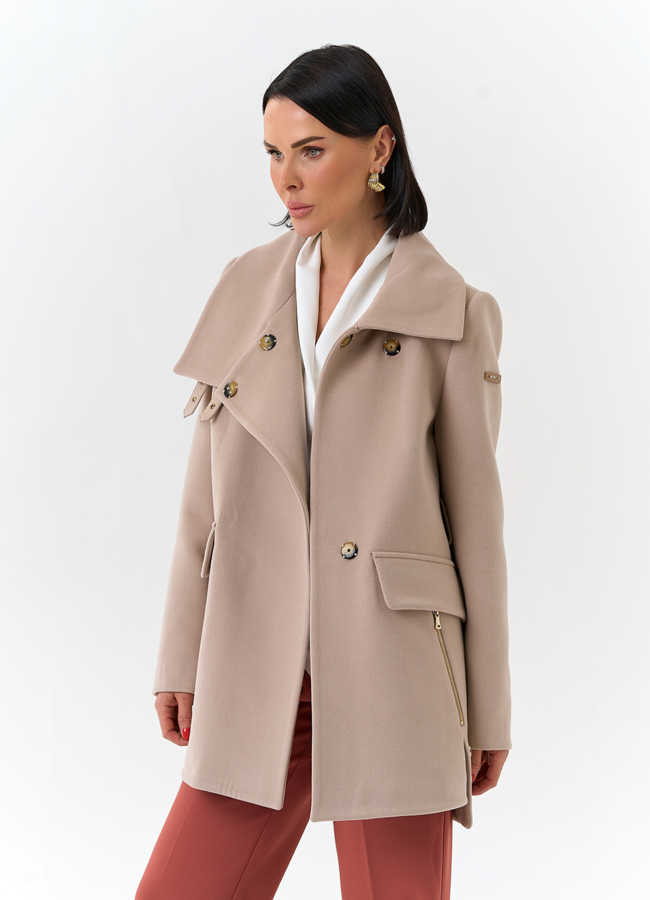 Женское укороченное пальто с воротником стойкой модель № 32552 универмаг малина