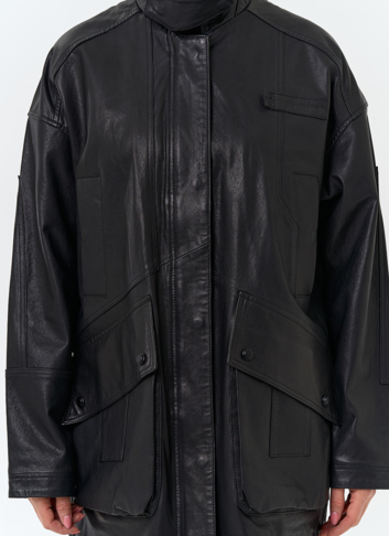 Женская удлиненная куртка из натуральной кожи