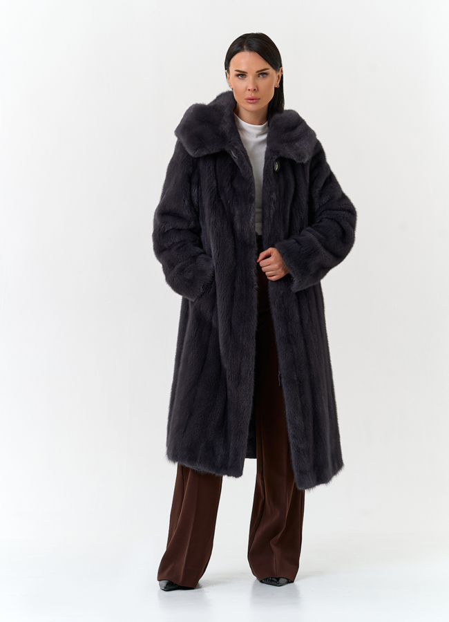 Шуба из меха норки с капюшоном модель № 32680 универмаг малина