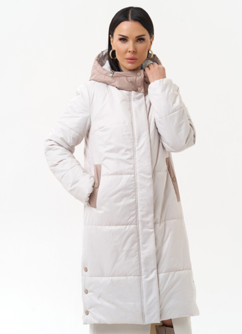 Женское утепленное полупальто с капюшоном