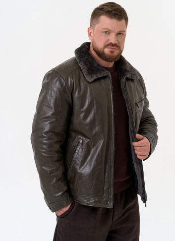 Куртка из натуральной кожи с отделкой из овчины
