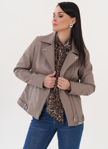 Куртка "косуха" из эко кожи бежевого цвета