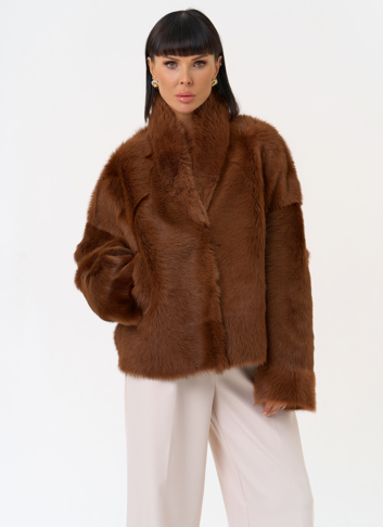 Яркая натуральная дубленка