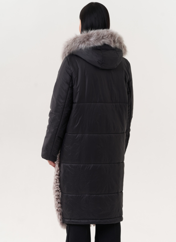 Комбинированный пуховик с овчиной