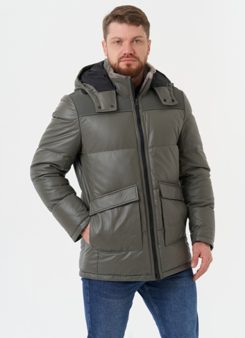 Кожаная куртка с капюшоном