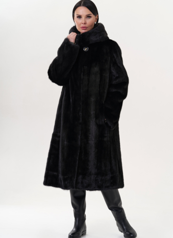 Норковая шуба черного цвета