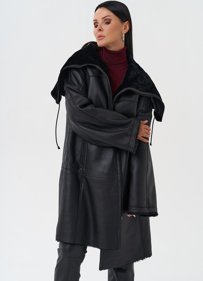 Натуральная дубленка модель № 28693 универмаг малина