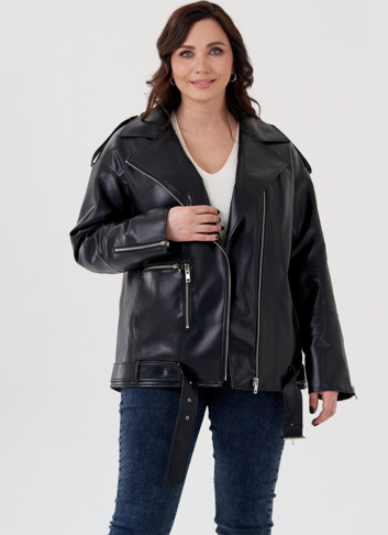 Куртка-косуха из эко кожи на утеплителе с натуральным мутоном