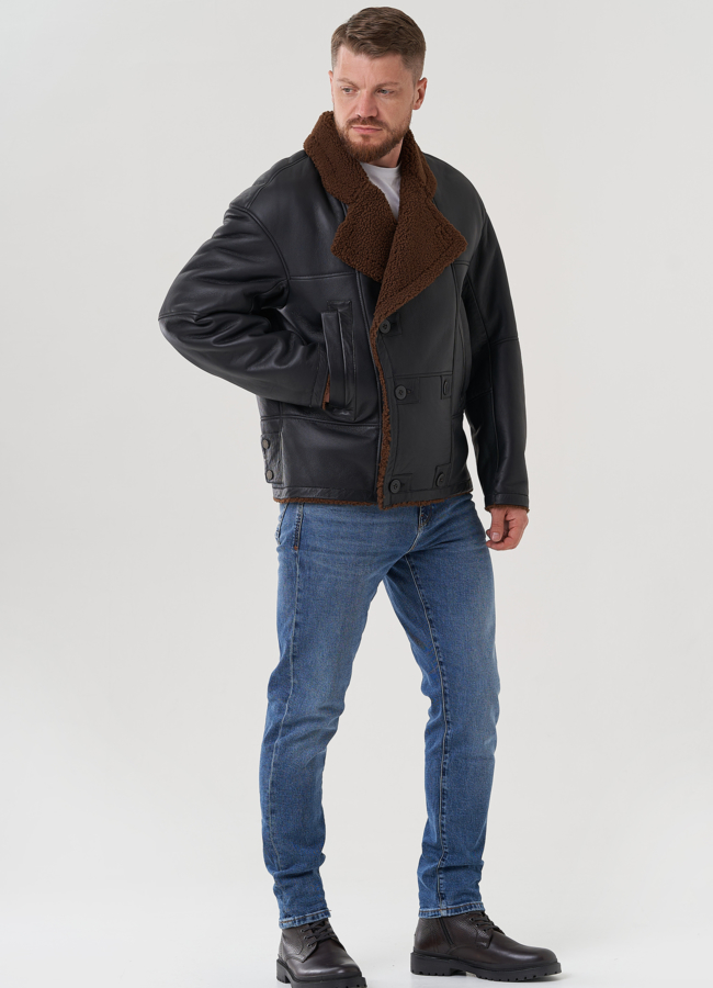 Мужская дубленка  модель № 82154 универмаг малина