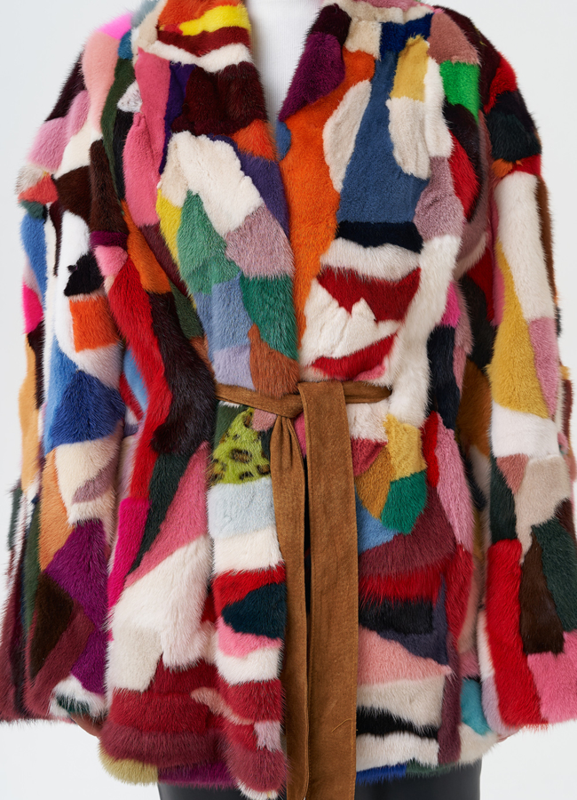 Яркая шуба из меха норки модель № 27622 в рассрочку