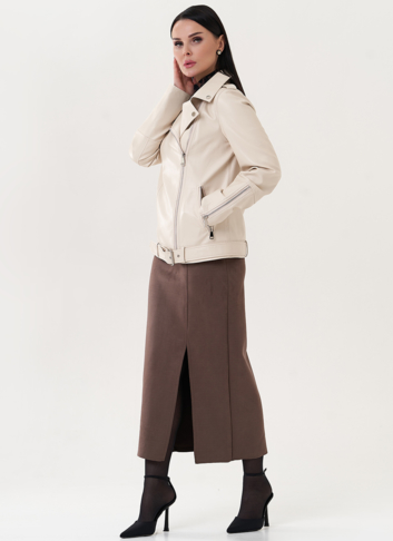 Куртка "косуха" молочного цвета