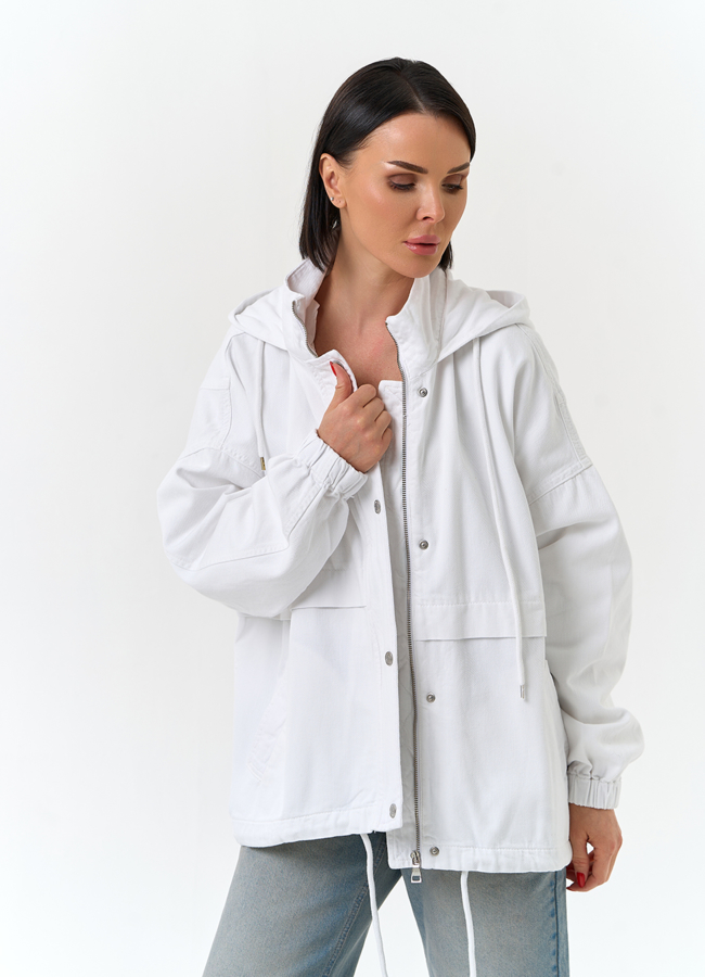 Женская джинсовая куртка с капюшоном модель № 33126 универмаг малина