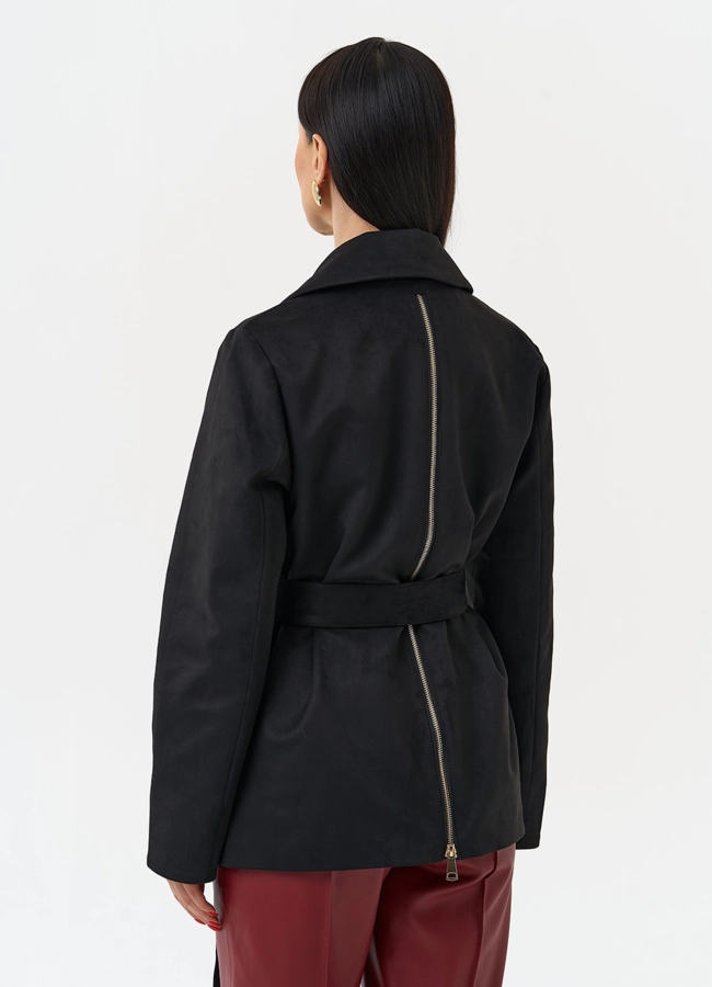 фото Женская куртка из эко замши с английским воротником модель № 30055