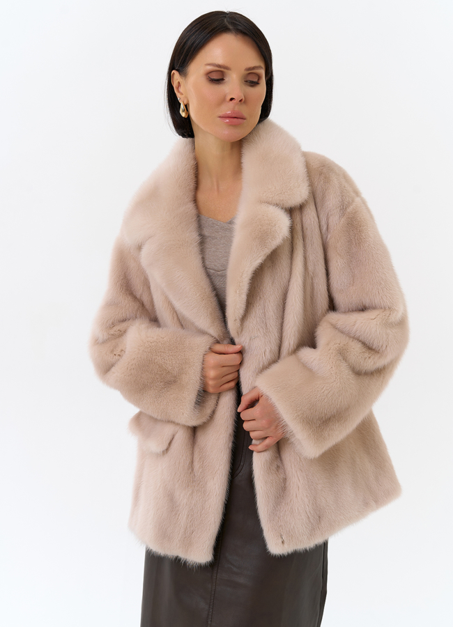 Шуба из меха норки с английским воротником модель № 31830 универмаг малина