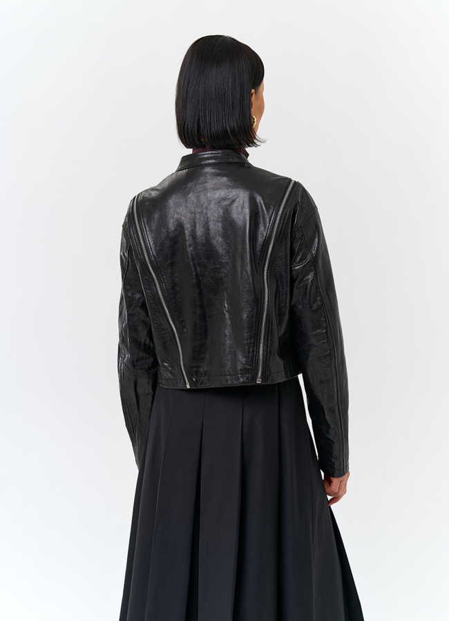 фото Куртка из натуральной кожи с декоративными молниями модель № 32844