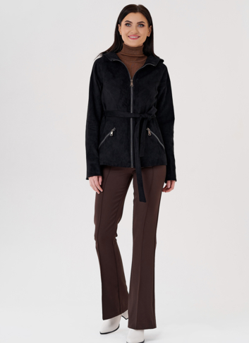 Куртка из эко замши с капюшоном