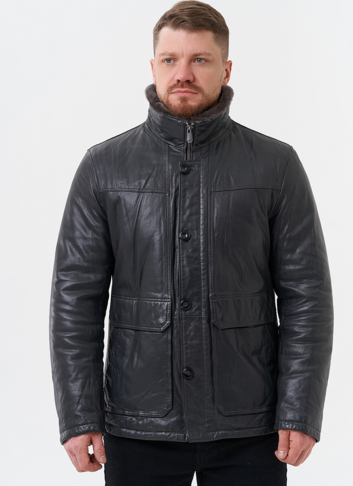 Куртка из натуральной кожи с отделкой из мутона