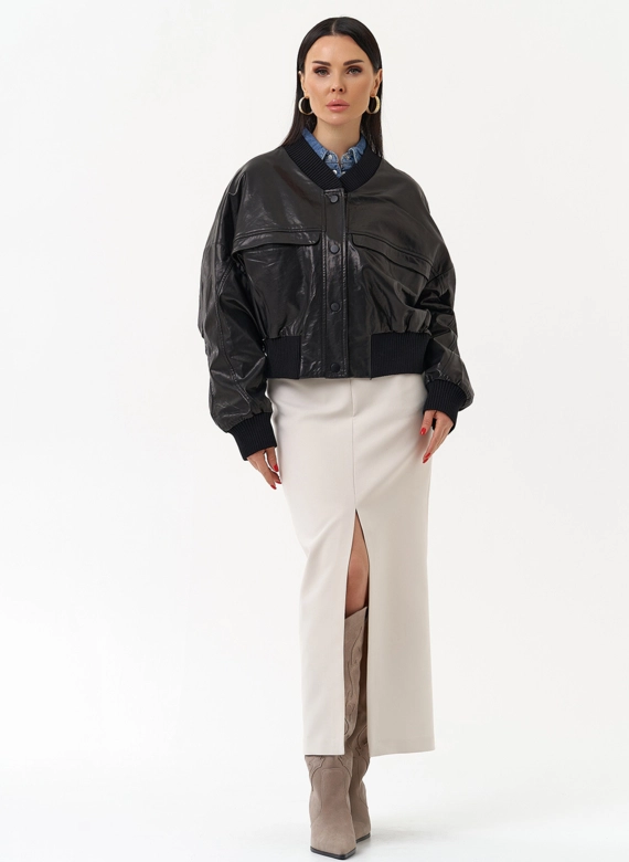 Женская куртка бомбер из натуральной кожи