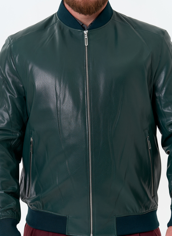 Мужская куртка бомбер из натуральной кожи