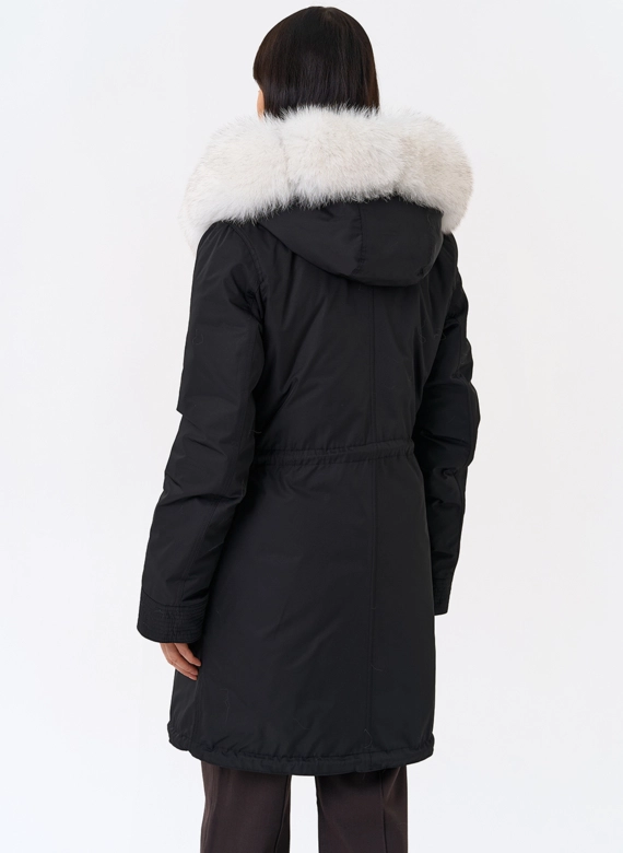 Женская парка с капюшоном из меха песца фото