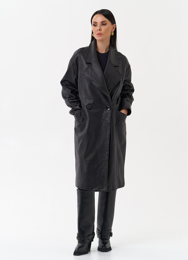 Плащ женский длинный из натуральной кожи модель № 4447 универмаг малина