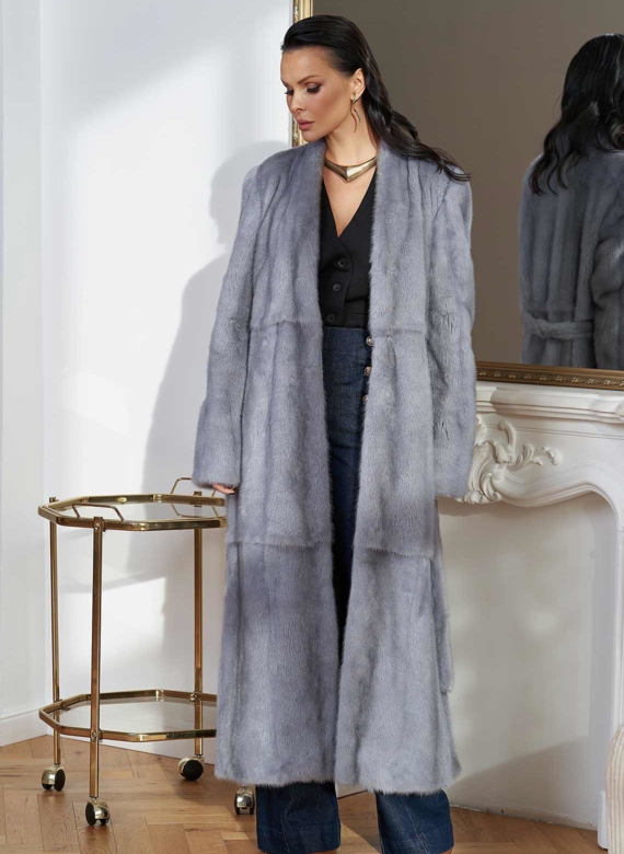 Длинная шуба из меха норки